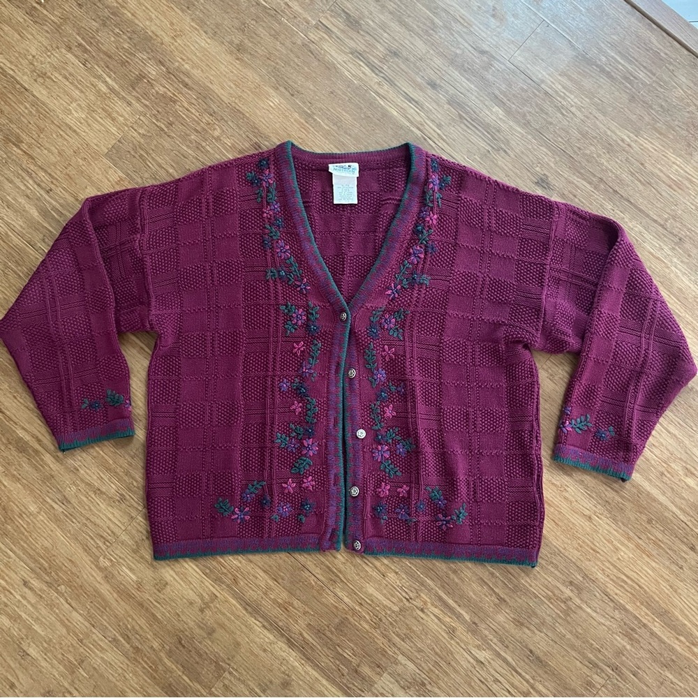 Northern Reflections vintage Floral Embroidered Cardigan XL Cottagecore